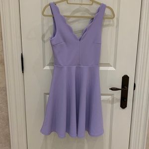 Lilac Double V Mini Skater Dress